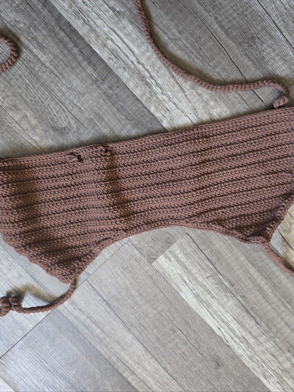 SKIMS Brown Crochet Bikini Top and Bottom Set - Picture 9 of 9